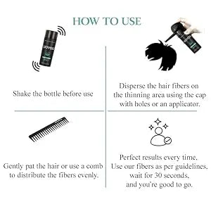 UOYOU Hair Building Fibers 27.5g โ 30 Second Mein Ghane Baal | Natural Keratin Hair Thickening Powder (Black)