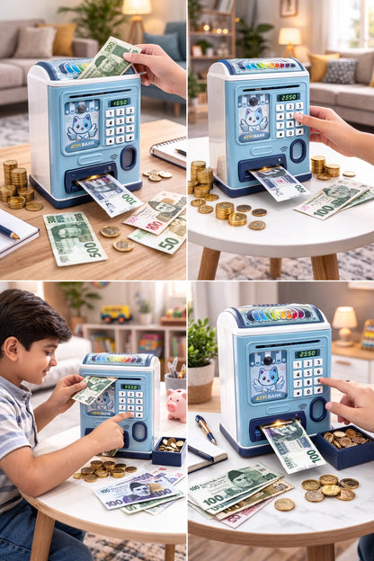 Kids ATM Money Saving Machine – Password Protected Electronic Money Box | Educational Financial Learning Toy