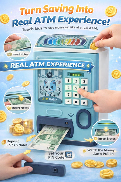 Kids ATM Money Saving Machine – Password Protected Electronic Money Box | Educational Financial Learning Toy