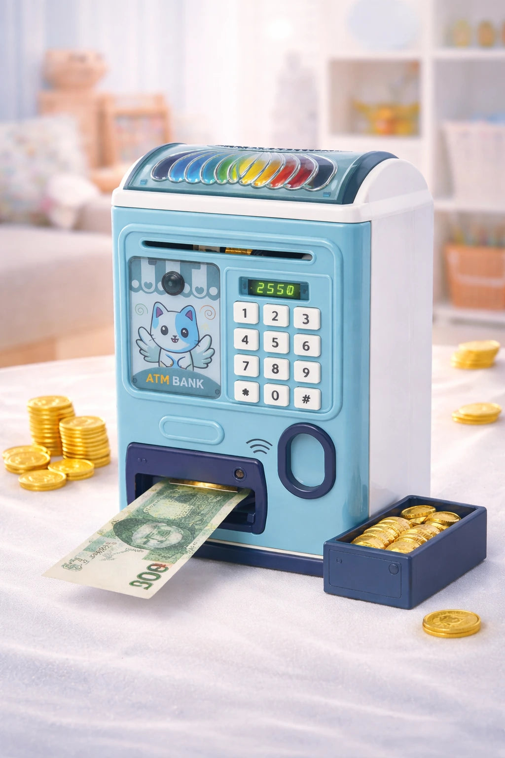 Kids ATM Money Saving Machine – Password Protected Electronic Money Box | Educational Financial Learning Toy