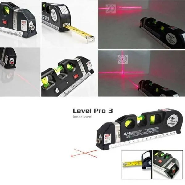5-in-1 Laser Level Pro 3 – Multi-Purpose Laser Leveler with Measuring Tape, Triple Laser Beam & Built-In Ruler | Perfect Precision Tool for Home & Professional Use